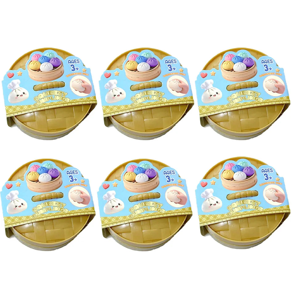 Glitter Dumpling Squishy Toy – Cute Sensory Squeeze Stress Relief Ball in Steamer Box