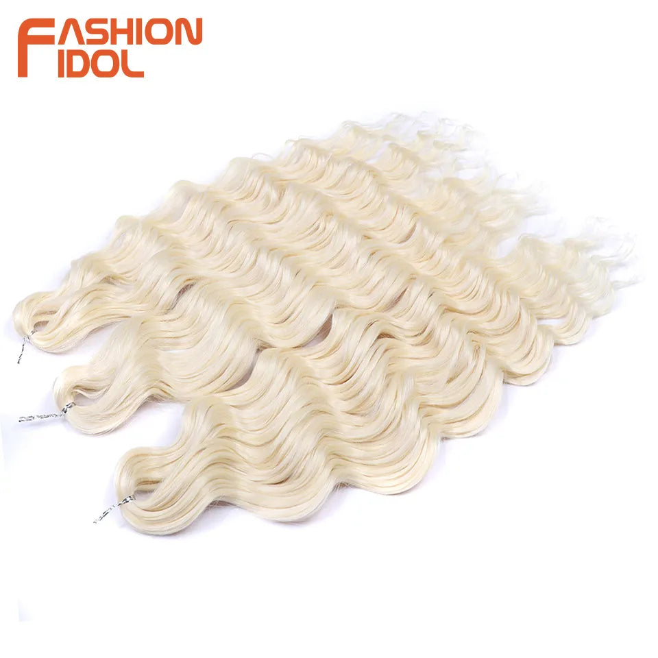 Deep Wave Braiding Hair Extensions 24 Inch – Synthetic Water Wave Crochet Hair