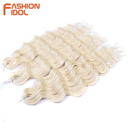 Deep Wave Braiding Hair Extensions 24 Inch – Synthetic Water Wave Crochet Hair