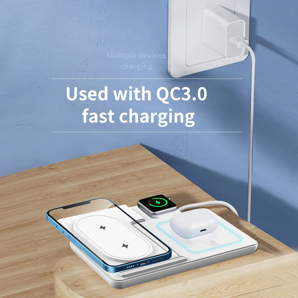 3 in 1 Foldable Wireless Charging Stand with Night Light