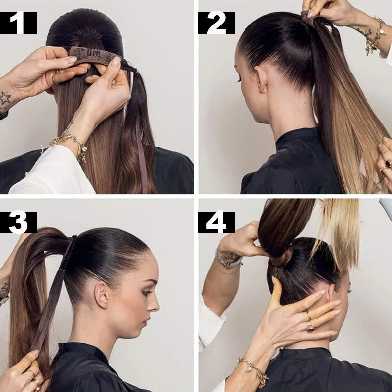 Wrap Around Ponytail Extension Synthetic Straight Hair 22-34 Inch